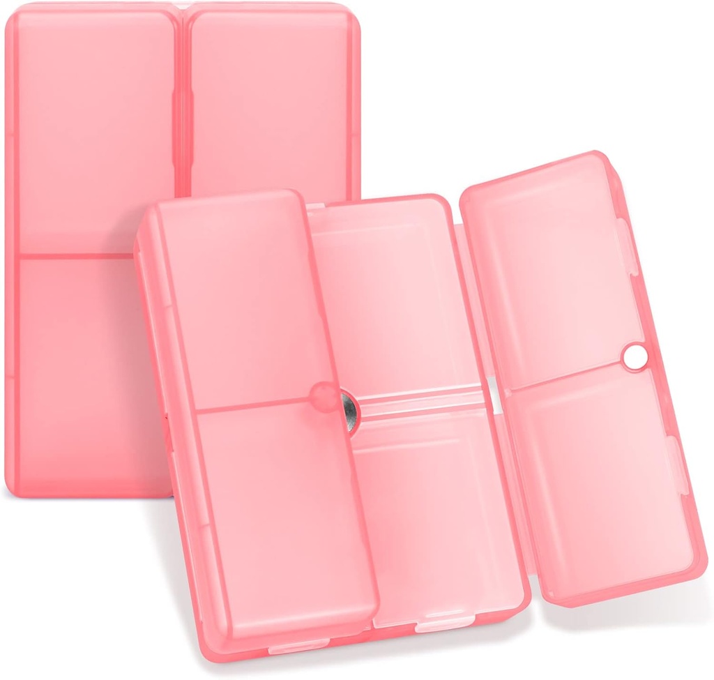 FYY Daily Pill Organizer, 7 scomparti Portable Pill Case Travel Pill Organizer,[Folding Design] Pill Box per Purse Pocket per mantenere le vitamine,Cod Liver Oil,Supplements and Medicine-Clear Red