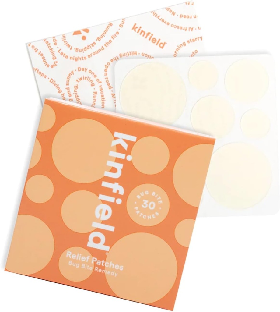 Kinfield Bug Bite Remedy Remedy Patches - Idrocolloid Skin Soothers Against Itch and Irritation - Cruelty e Paraben Free - Vegan After Bite Treatment - 30 x Patches