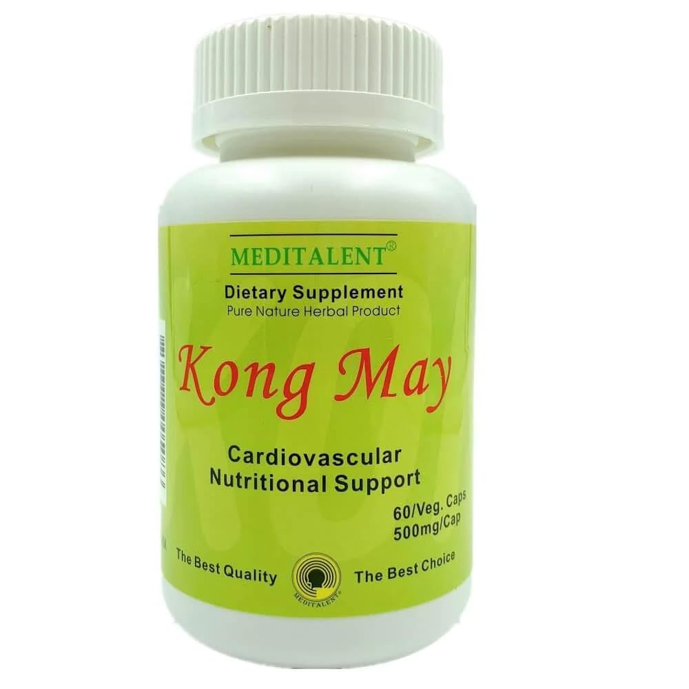 Integratore di erbe Kong May con riso di lievito rosso, polvere fermentata Natto, funghi Antrodia | Supporto cardiovascolare tutto naturale per la salute generale e benessere - 60 capsule di Meditalent