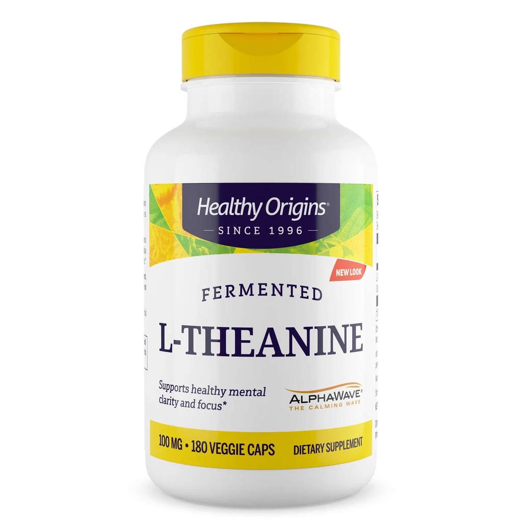 L-teanina 100 mg (AlphaWave, Supporta il Rilassamento Senza Drowsiness, Supporto per il Cervello, Non OGM, Gluten Free), 180 Caps Veggie