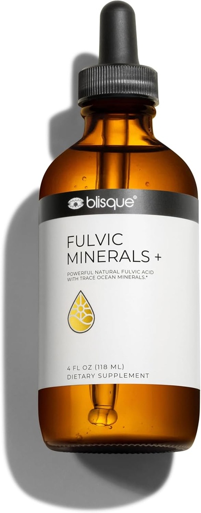 Blisque – Natural Trace Mineral Drops Supplemento con Acido Fulvico e Acido Humico | per Detox, Cleanse, Supporto Immune, Brain Booster, Alkaline Hydration e Energy | Contiene elettroliti | 4 Ounce