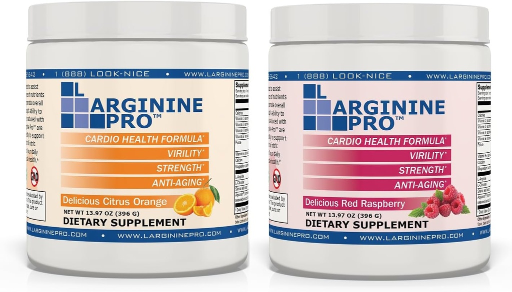 L-ARGININE PRO | 5.500mg L-Arginina Plus L-Citrullina 1,100mg Orange & Raspberry Powder Drink Supplemento per la produzione di ossido nitrico aumentata
