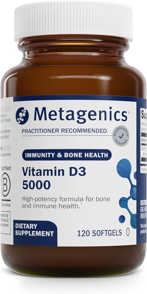 Vitamina D3 5000 - Per il supporto immunitario, Salute e salute del cuore* - Alta Potenza Vitamina D - Non OGM - Senza glutine