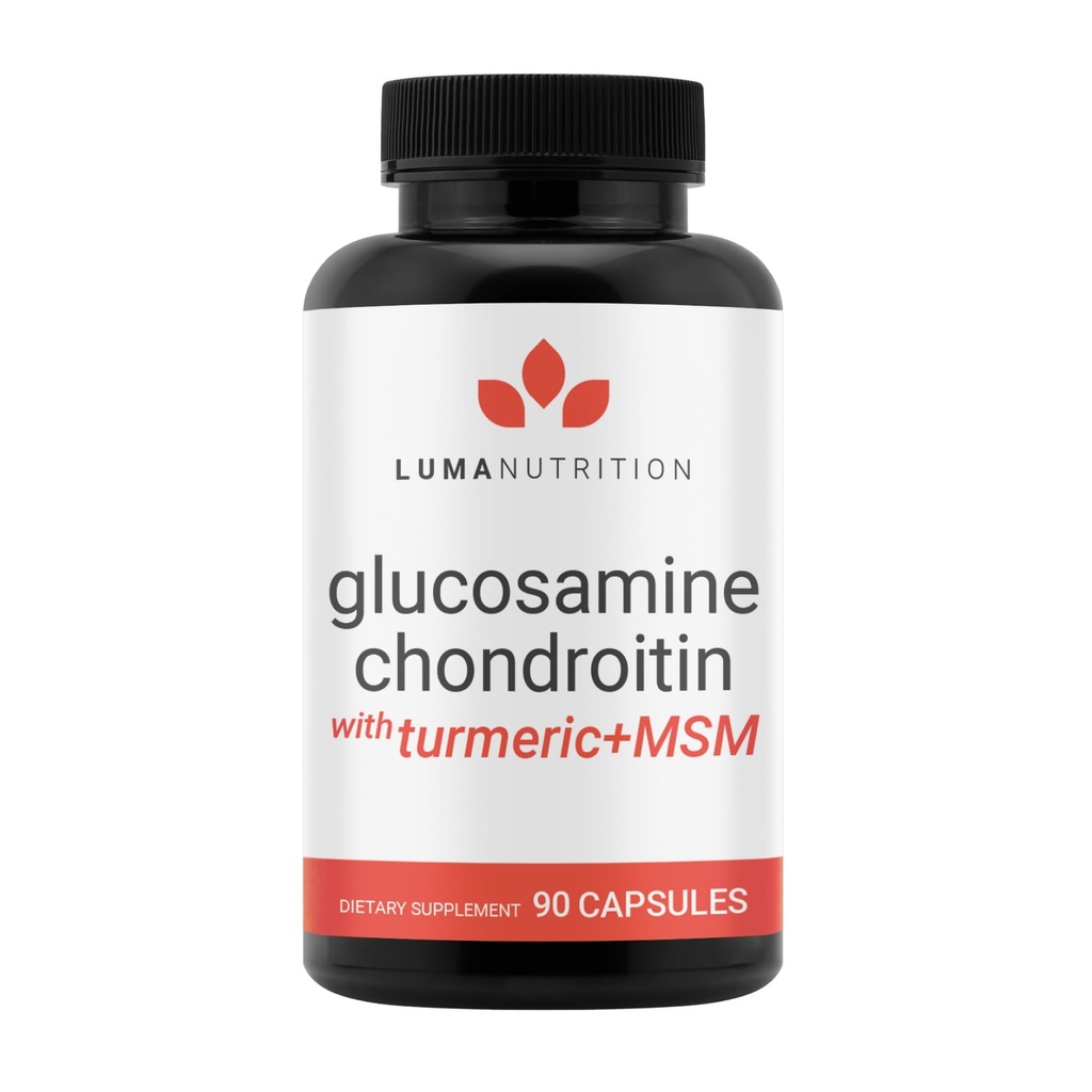 Luma Nutrition Glucosamine Chondroitin MSM - Turmerico, Boswellia - Supplemento Premium - per Uomini e Donne - Integratore Congiunto - 90 Capsule