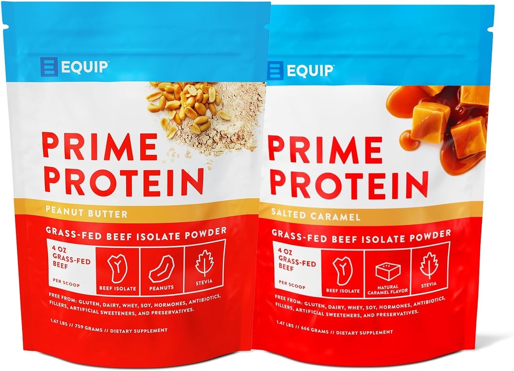 Equip Foods Prime Protein Peanut Butter & Prime Protein Powder Salted Caramel