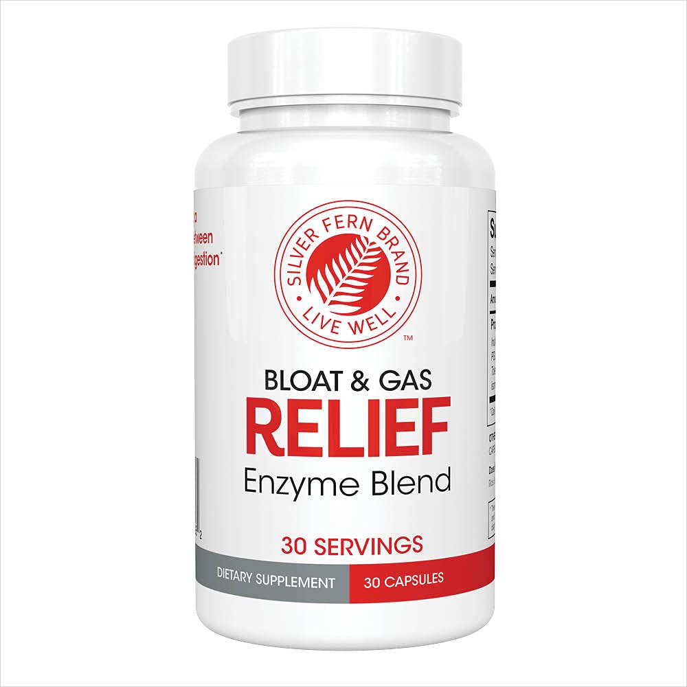 Silver Fern Bloat & Gas Relief Digestive Enzyme Blend - 1 bottiglia = 30 Serve - FODMAP & Bloating Digestion Supplement with Tolerase L, Pectinase & More (1 bottiglia)