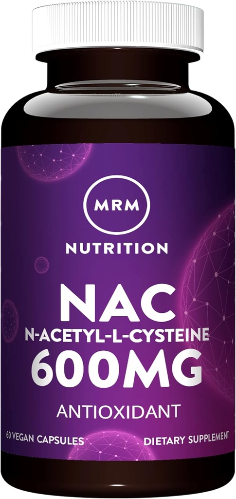 MRM Nutrition N-Acetyl-Cysteine (NAC) 600mg | Antixoidant | Salute Resipratoria | Salute del fegato | Salute mitocondriale | Vegan + Gluten-Free | 60 Serve