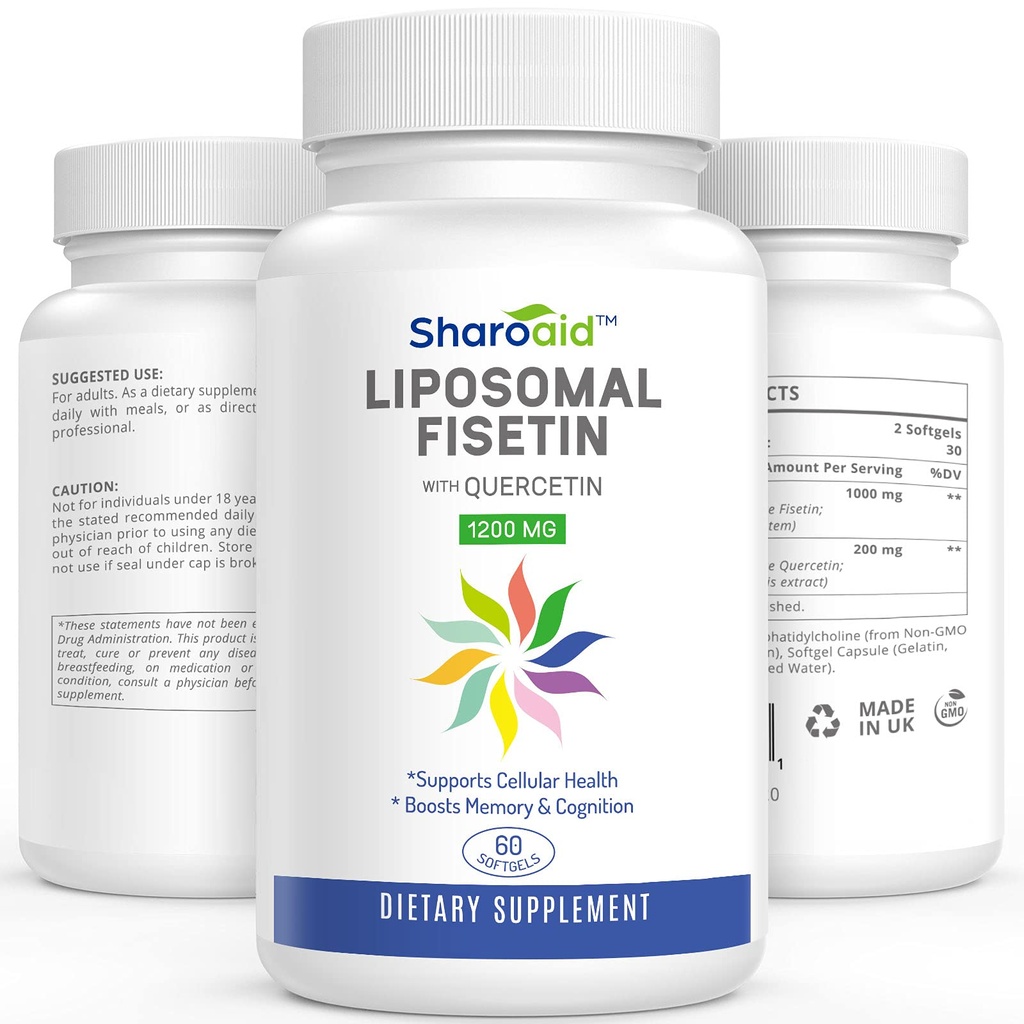 Fissina Liposomica con Quercetin Supplementi 1200 mg per porzione, polifenoli ad alto assorbimento Antiossidanti per le donne, maschio, non OGM, senza glutine, 1 Bottiglia-60 Softgels