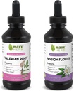 Meglio dormire Bundle - Maxx Herb Passion Flower Extract + Valerian Root Extract - per il relax e la gestione dello stress, Alcohol-Free - (1 Ogni) 4 Oz Bottiglia (60 Serve)
