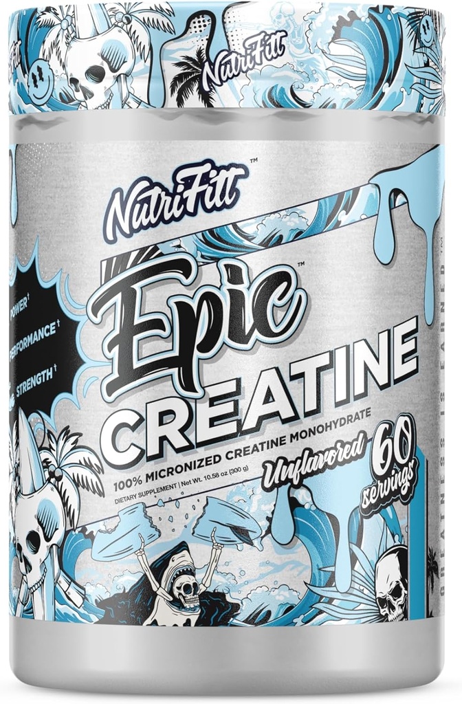 Nutrifitt CREATINE | Monoidrato di creatina micronizzata per uomini e donne | 60 Serve | Crescita muscolare | Boost cognitivo | UNFLAVORED