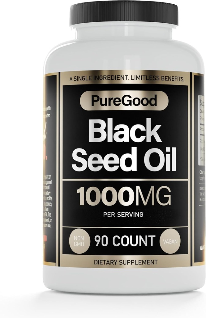 Capsule di olio di semi neri, 500 Mg, ad alta potenza ad alta potenza a freddo, 90 Count 100% Non OGM Pure Black Cumin Seed Oil Capsule