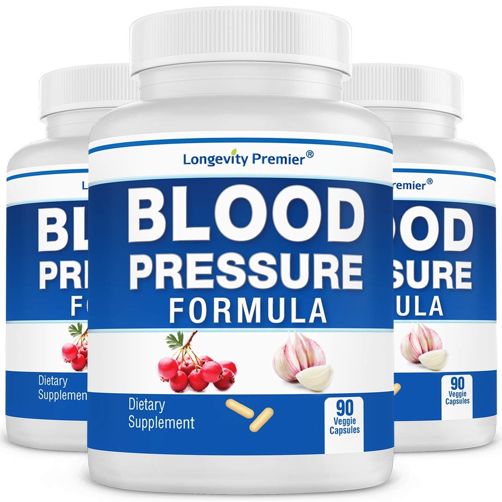 [3-Bottle Value Pack] Formula di pressione sanguigna di lunga durata - con 12+ erbe naturali. Integratore di supporto alimentare
