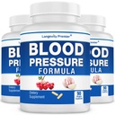 [3-Bottle Value Pack] Formula di pressione sanguigna di lunga durata - con 12+ erbe naturali. Integratore di supporto alimentare