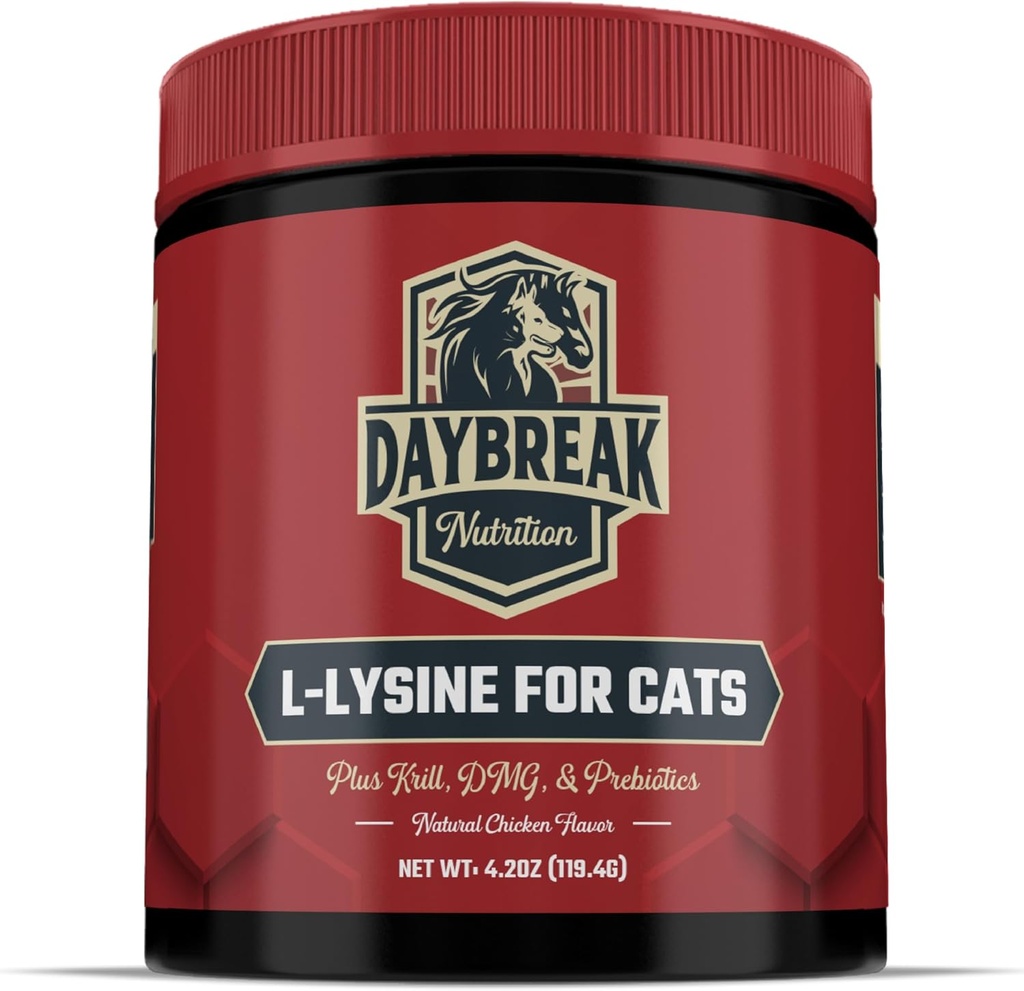 L-Lysine per gatti e gattini - 900 mg L Lisina polvere per gatti per l'immunità e il supporto respiratorio - Supplemento al gatto con L-Lysine, Prebiotics, Krill, & DMG per il sistema immunitario, Eye Health & Sneezing