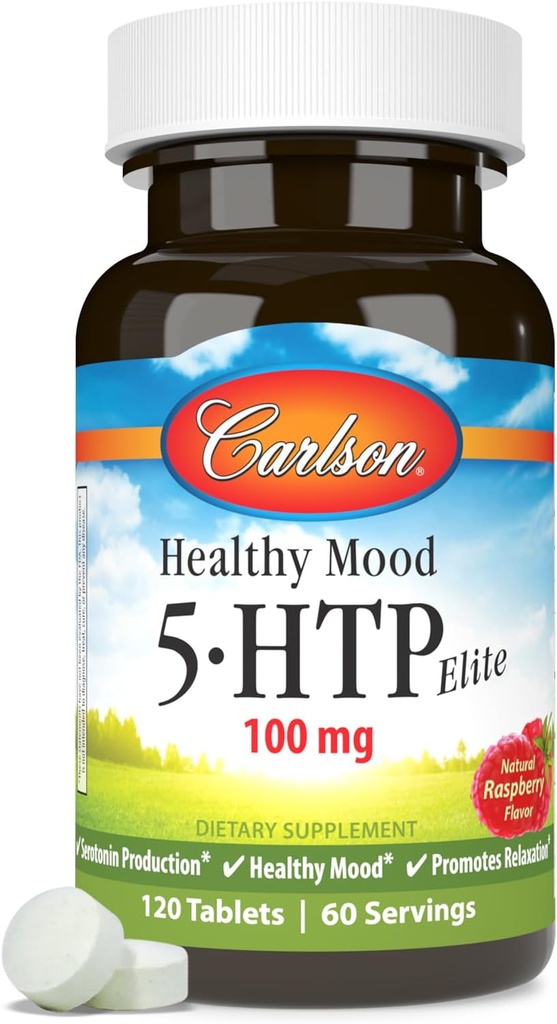 Carlson sano mood 5-htp Elite 50mg lampone chewables, 120 compresse