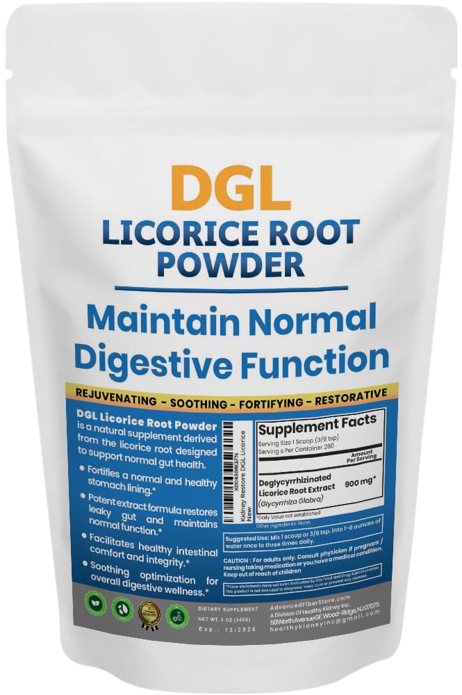 Supplemento di liquirizia DGL: Supporta la salute digestiva, il supporto di rivestimento Gut, la polvere DGL per il benessere, la polvere di estratto di radice di liquirizia, 140 serv.