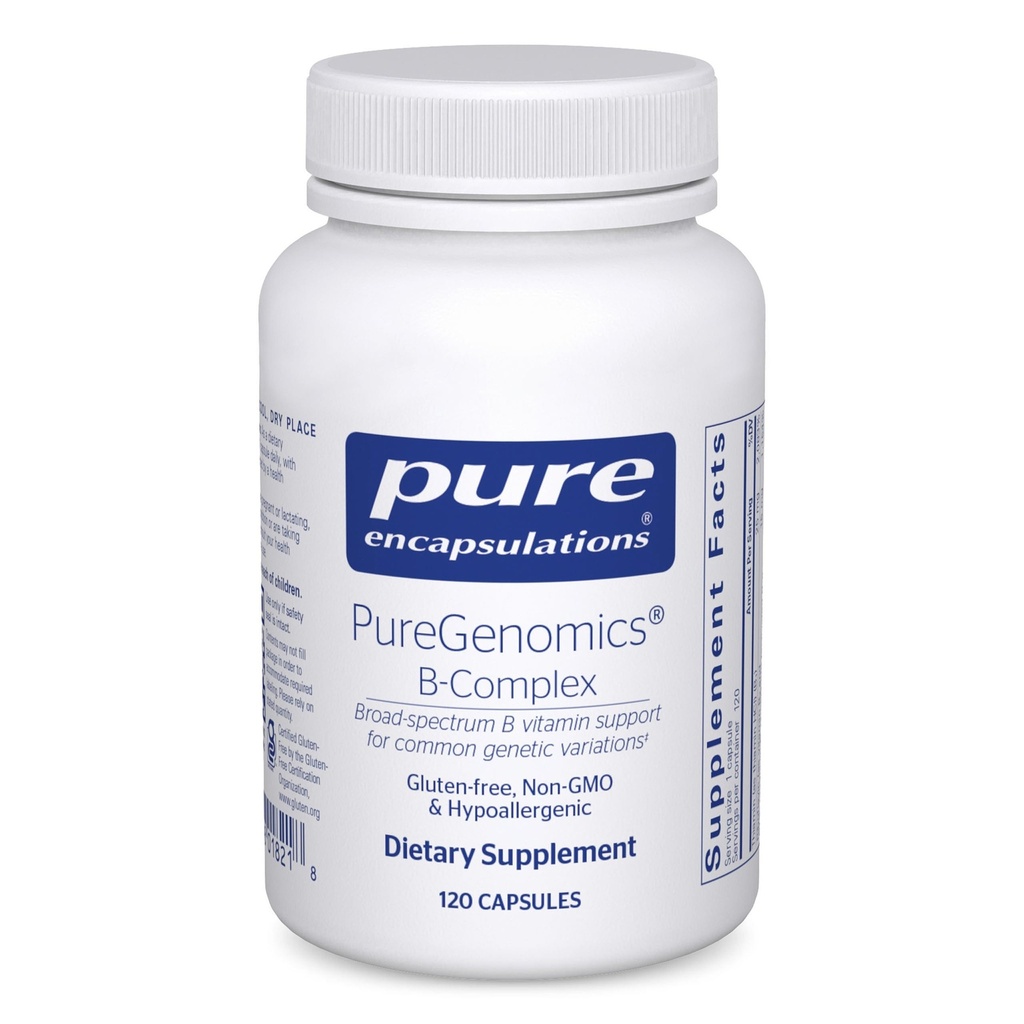 Pure Encapsulations PureGenomics B-Complex - Broad Spectrum B Vitamin Support for Genetic Expression, Funzione cellulare, Ormone Production & Energy Metabolism* - con Vitamina B12 & B6-120 Capsule