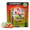 Polvere di elettroliti Plus (50 Serve), 0 Calorie Keto, 0 Zucchero, No Maltodextrin, 1000 mg di potassio, 120 mg di calcio, 120 mg di magnesio, polvere di idratazione (50 Serve, cetriolo di fragole)