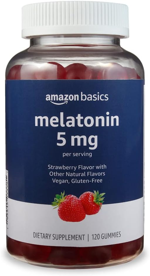 Melatonina di base, gommoni di sostegno del sonno, aroma di fragola, 5mg, 120 conte (precedentemente Solimo)