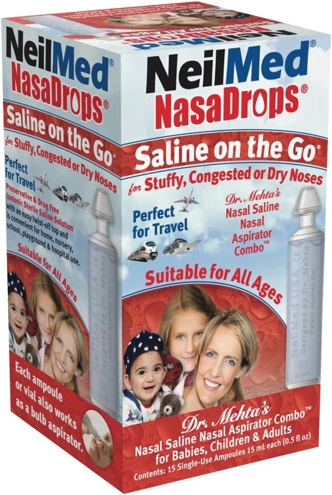 Neil Med NASA Drops Saline Vials, 15 Ampoules monouso, 0.5 Fl Oz
