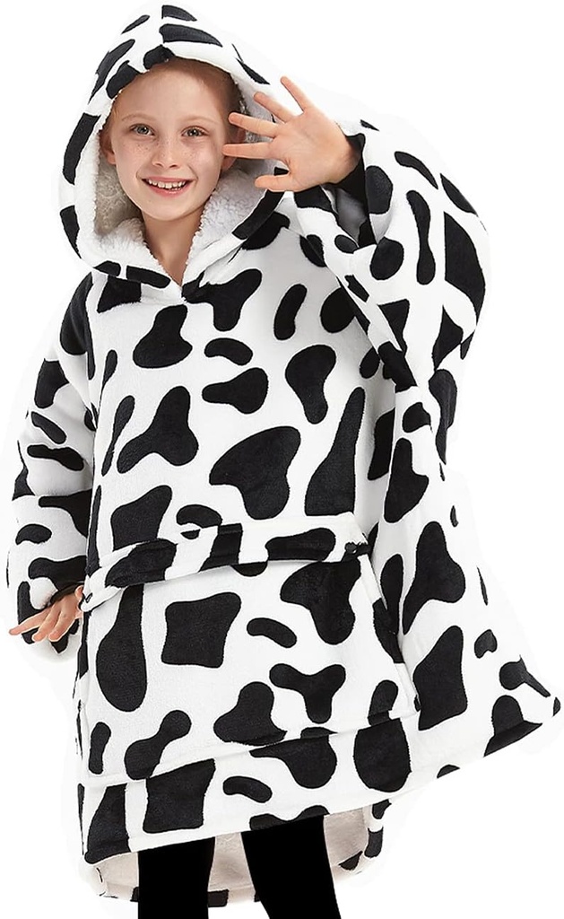 KFUBUO Felpa indossabile con cappuccio con cappuccio per bambini Sherpa Patterns camicia sovradimensionata con tasca 6-10 anni vecchio ragazzo ragazza regali di compleanno