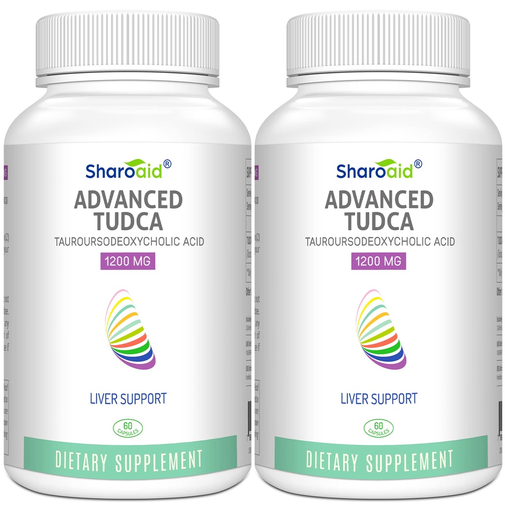 TUDCA Liver Support Integratori 1200 mg-Third Party Tested-Bile Salts per il fegato Detox Cleanse-High Strength Formula-Vegan Capsule per fegato, vescica, salute del camino, 2 capsule di bottiglia-120