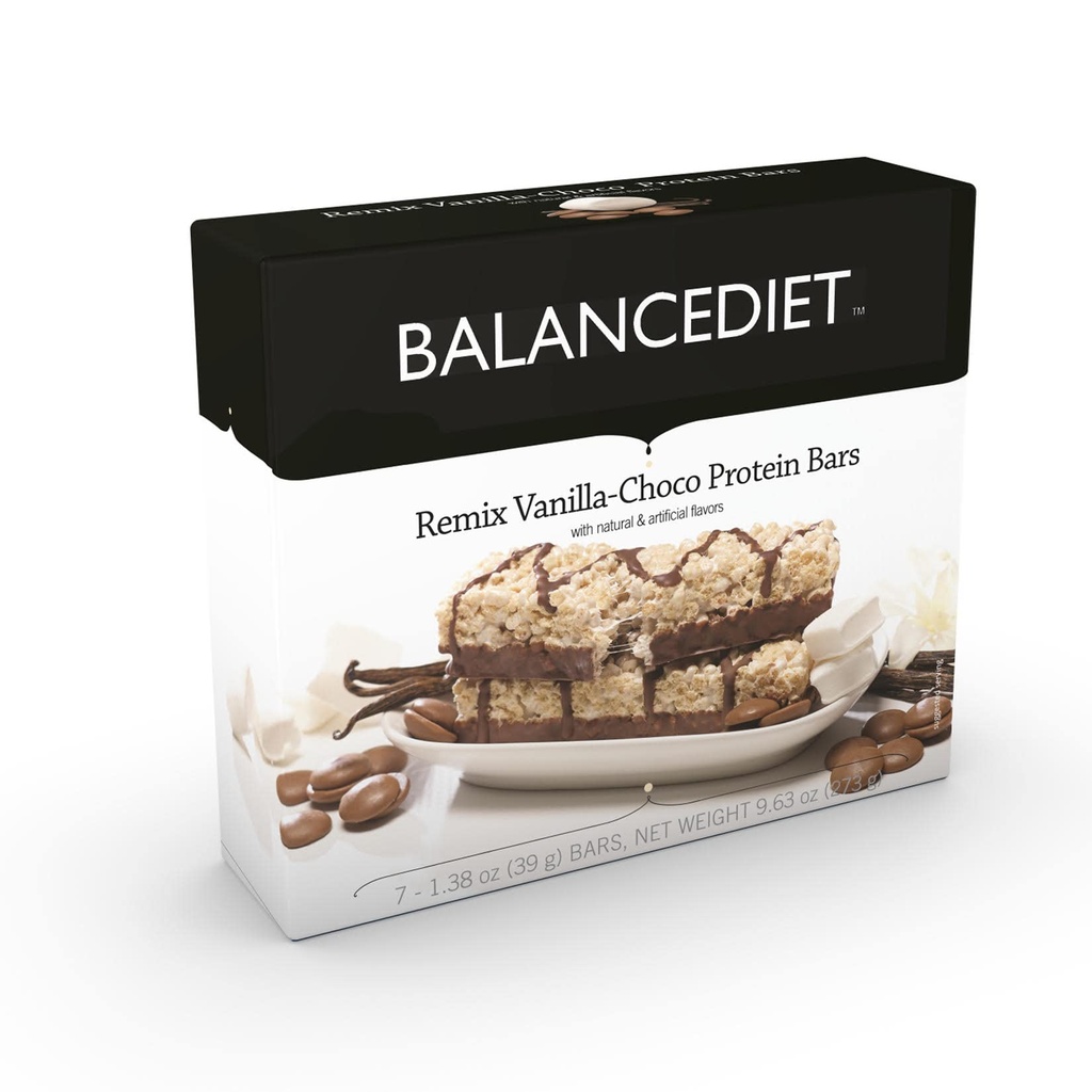 BalanceDietTM | Protein Bar | 15g di Protein | Low Carb | 7 Bar Box (Rimix Vanilla Chocolate)