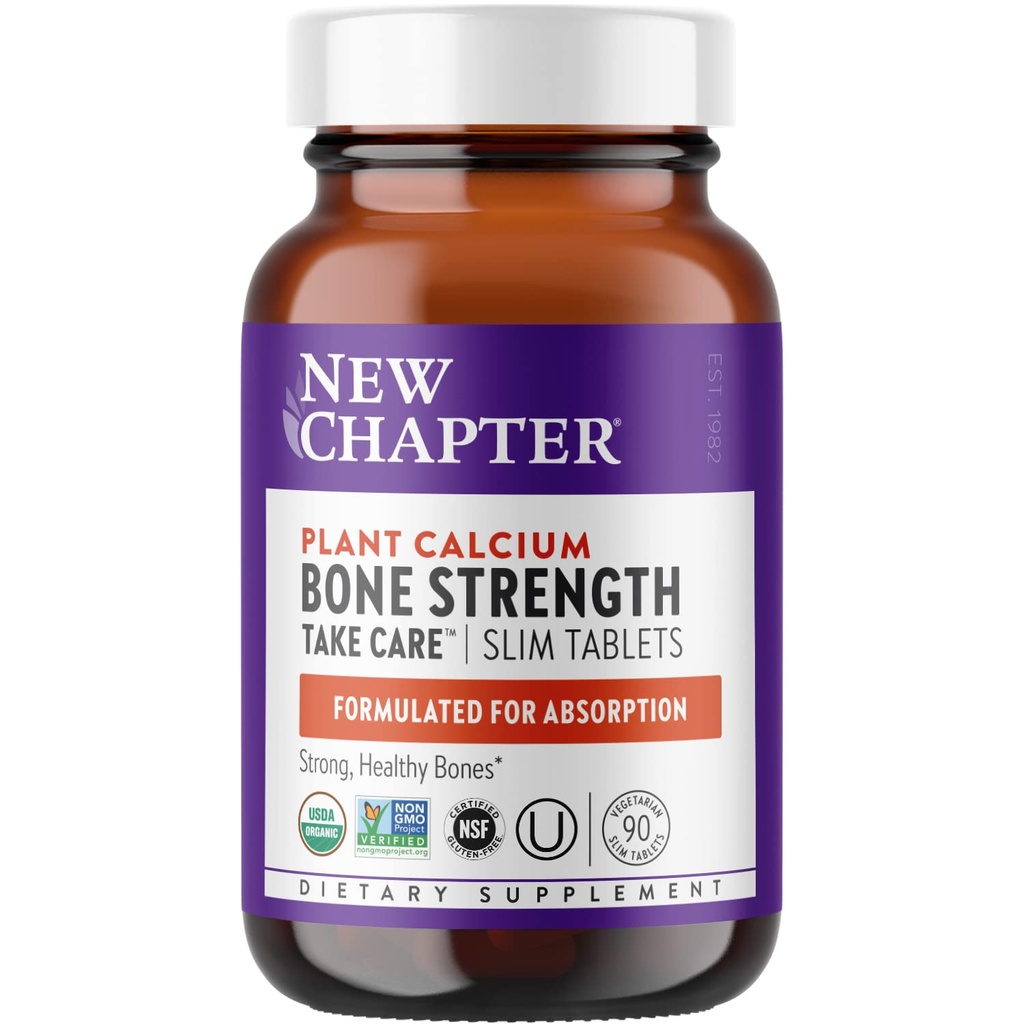Nuovo Capitolo Calcium Supplemento - Bone Forza Calcium intero alimentare con vitamina K2 + D3 + Magnesio, Vegetariano, Gluten Free 90 Conte (1 mese di fornitura)