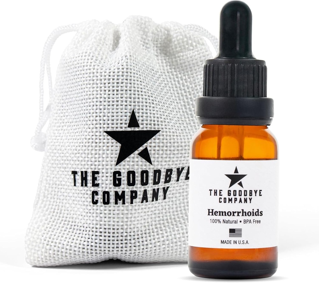 The Goodbye Company Organic Hemorrhoid Relief Serum - Natural Witch Hazel Trattamento per il dolore, Itch & Swelling - Interno esterna Soothing Formula - Vegan, USA Made, 15mL