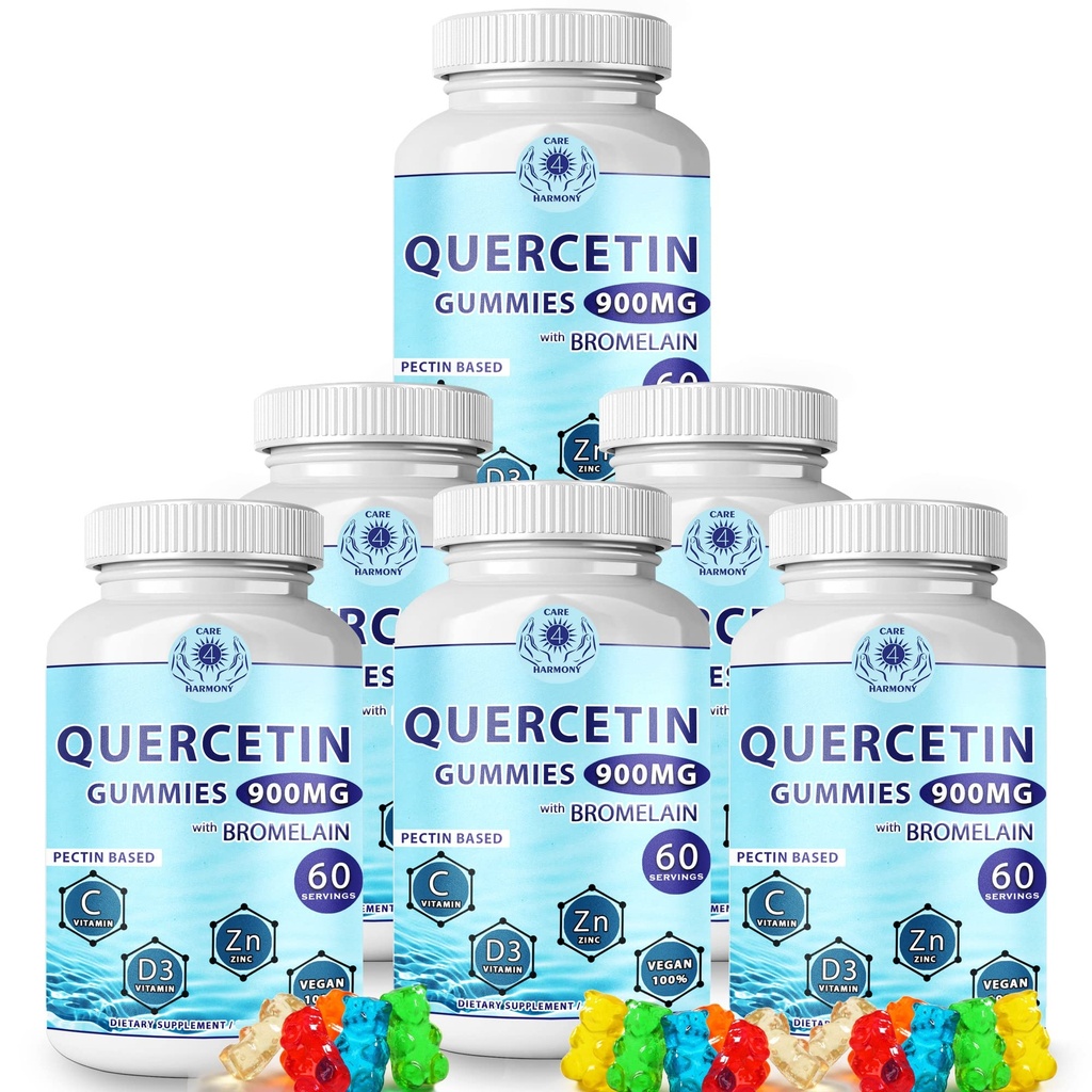 Gummie di Quercetina - Quercetina con Vitamina di Bromelain C + Vitamina di zinco D3 – Integratori di Quercetina 900mg - Quercetina per bambini e adulti (6)