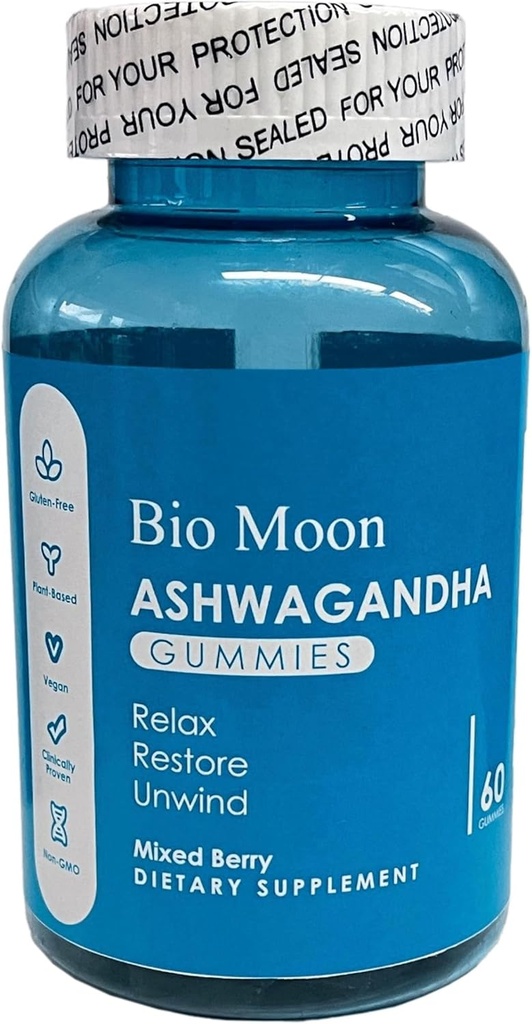 Ashwagandha Gummies & Vitamina D3 Gummies Integratore di Ashwagandha Organico per Migliorare il sonno, Rilievo di Stress & Mood Calma per Uomini & Donne 60 Conte (Non-GMO, Gelatin Free & Gluten Free)
