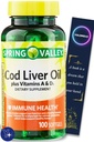Cod Liver Oil Plus Vitamine A & D3 Integratore alimentare Immune Softgels Spring Valley, 100 Conte e Segnalibro Regalo di YOLOMOLO