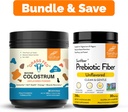 Pure Bovine Colostrum Powder Supplement for Humans 30 Servings & Prebiotic Fiber Supplement Powder| Supporta Immune, Gut, Digestive & Colon Health