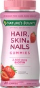 Soluzioni ottimali per capelli, pelle e unghie Vitamina Gummies con Biotina, 2500 mcg, Fragola, 80 Count, 40 Total Servings