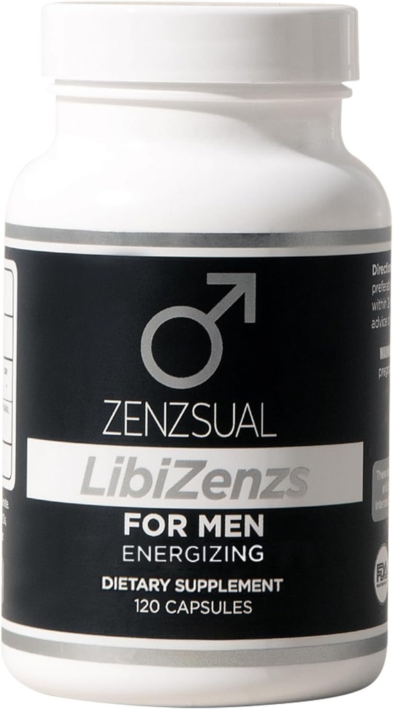 ZENZSUAL LibiZenzs Uomo - Integratore alimentare Naturale Miscela con Ginseng, Radice Maca, Ashwagandha - Aumenta livelli di testosterone - Gluten Free (120 capsule)