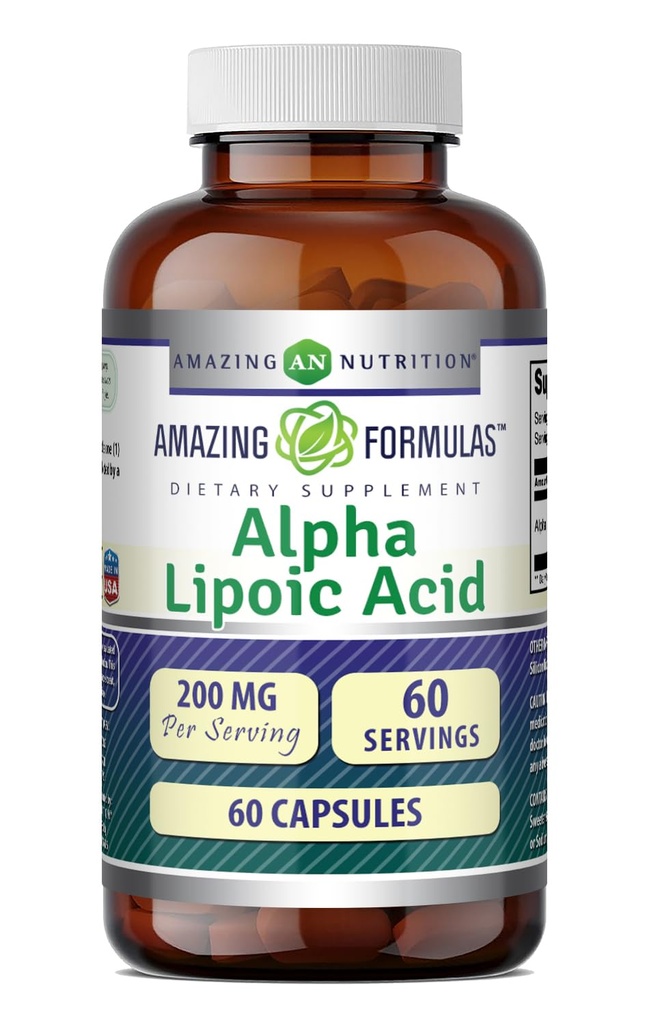 Stupefacente Formulas Alpha Lipoic Acid | 200 Mg Supplemento | Capsules | Non OGM | Gluten-Free | Made in USA (1 Pack, 60)