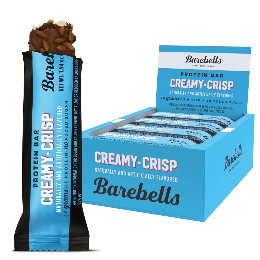 Barebells Protein Bars Creamy Crisp - 12 Count, 20g High Protein Treats - Chocolate Nutrition Bar con 1g Total Sugars - On-The-Go Colazione o Post-Workout Snack