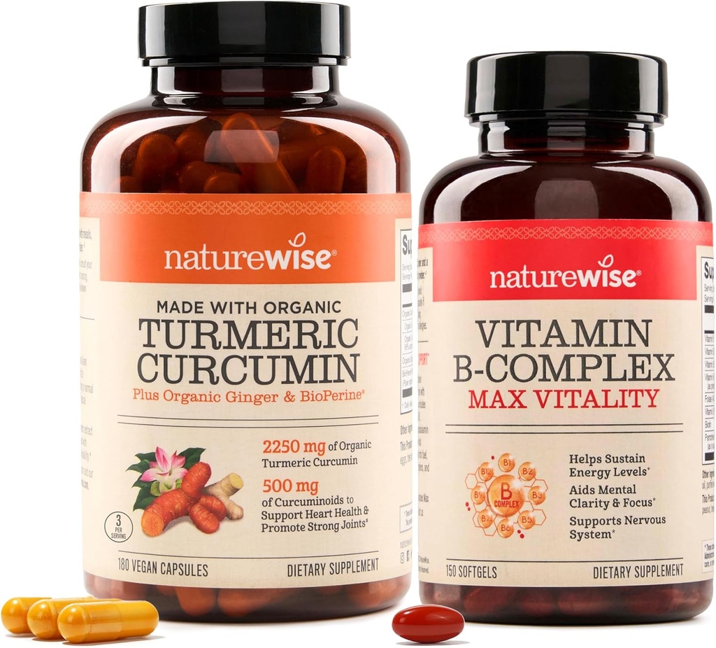 NatureWise Curcumin Turmeric 2250mg & Vitamina B Complesso per le donne e gli uomini - 150 Softgels Energia cellulare Mental Clarity Support