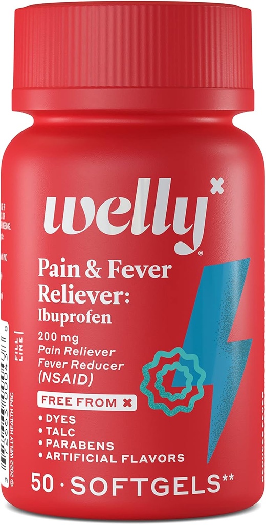 Welly Remedies | OTC Pain & Fever Reliever: Ibuprofen | Rilievo di dolore/Riduttore di febbre | Medicina con ingredienti attivi provati