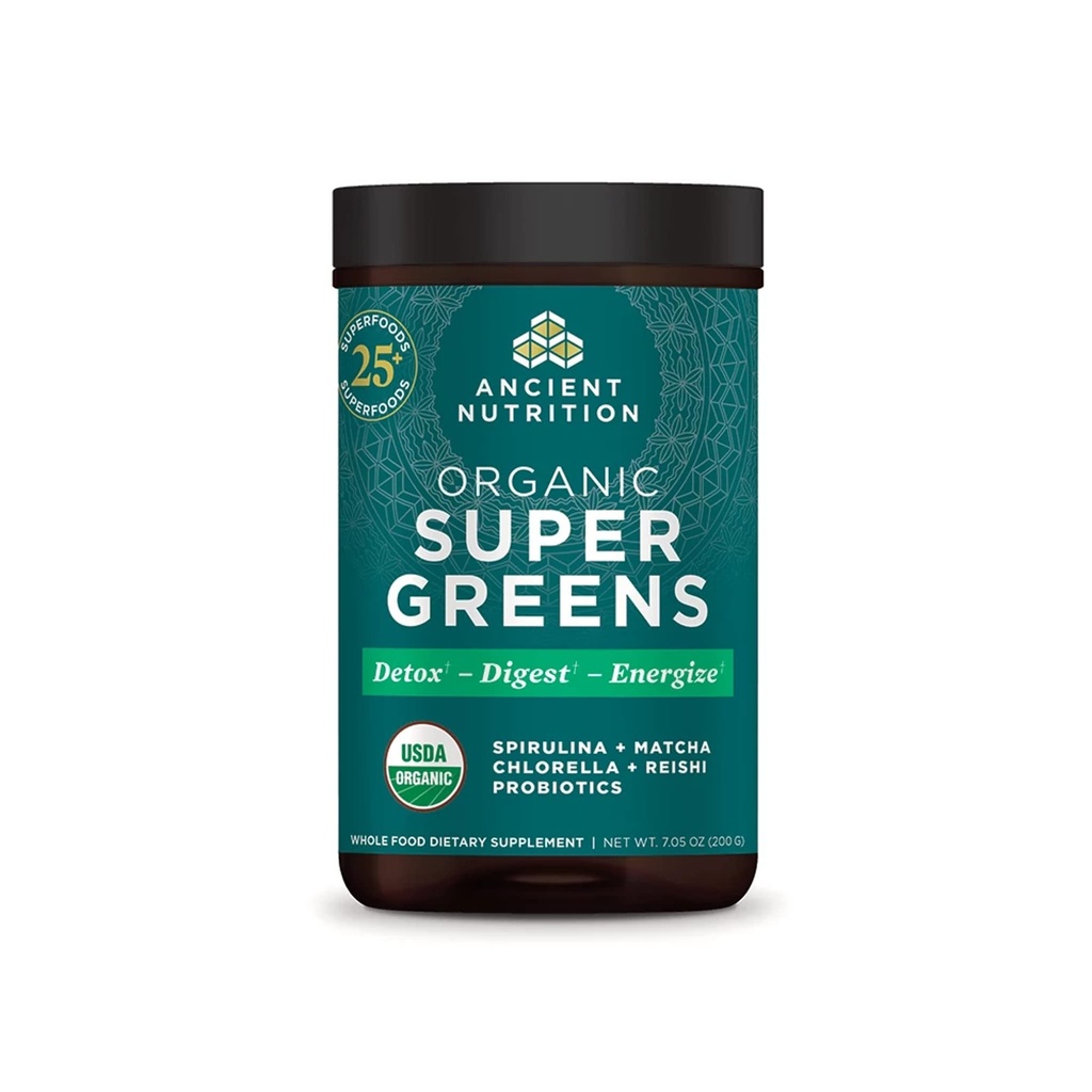 Antica Nutrition Super Greens Polvere, Polvere Superfood Organica con Probiotici Realizzati con Spirulina, clorella, Matcha e enzimi digestivi, 25 Serve, 7.05oz