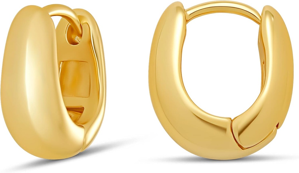 Essentials 14K oro o argento sterling placcato Teardrop Huggie Hoop 12mm