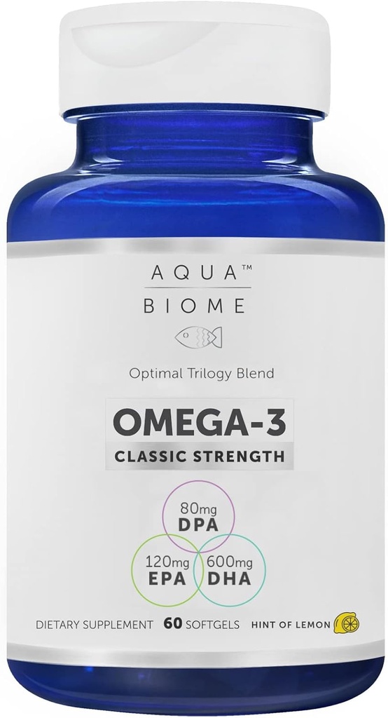 Olio di pesce ad alta potenza di Enzymedica, EPA DHA Omega 3 supplemento 1 mese di alimentazione | Olio di pesce biologico Burpless Omega 3 Integratori di acido grasso Omega 3 Fish Oil, 60 Softgels