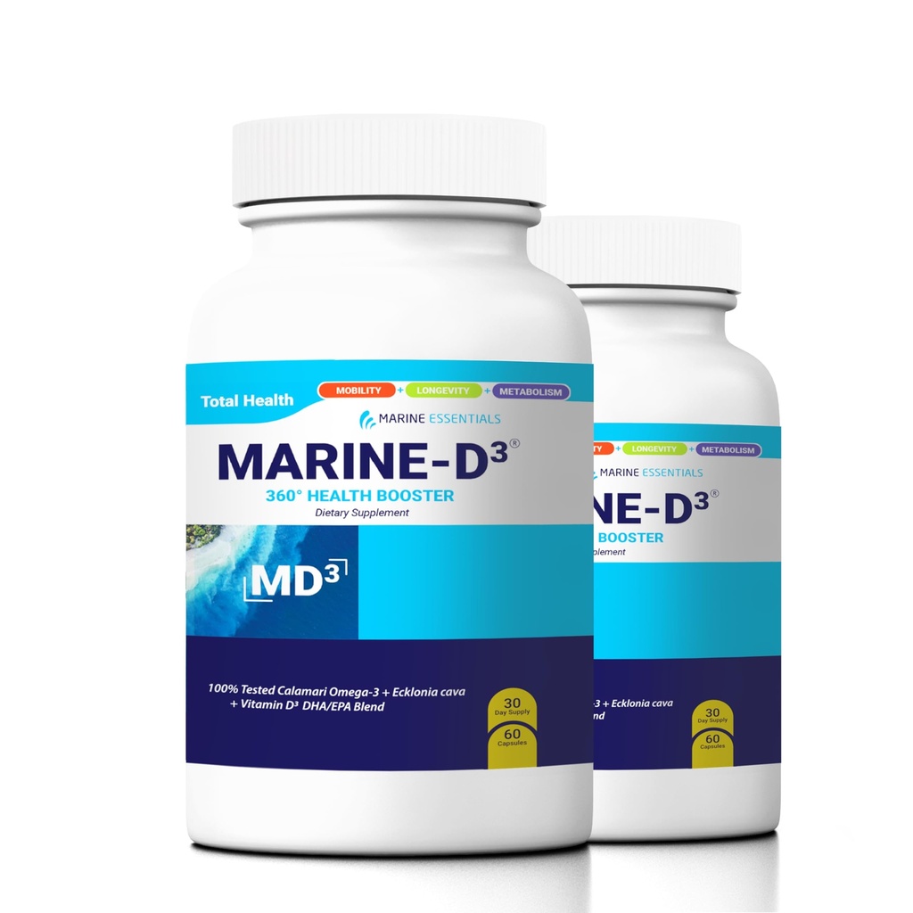 Marine Essentials- Marine D3 Omega 3 Calamari Ecklonia Cava DHA (2 bottiglie - 120 capsule)