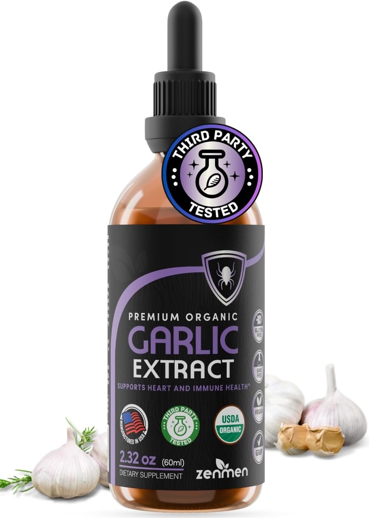 Estratto di chiodi di aglio biologico Zenmen (Odorless Tincture) - Supporto immunitario, Fonte di antiossidanti - 2.32 oz / 60ml, Vegan, Prodotto negli Stati Uniti