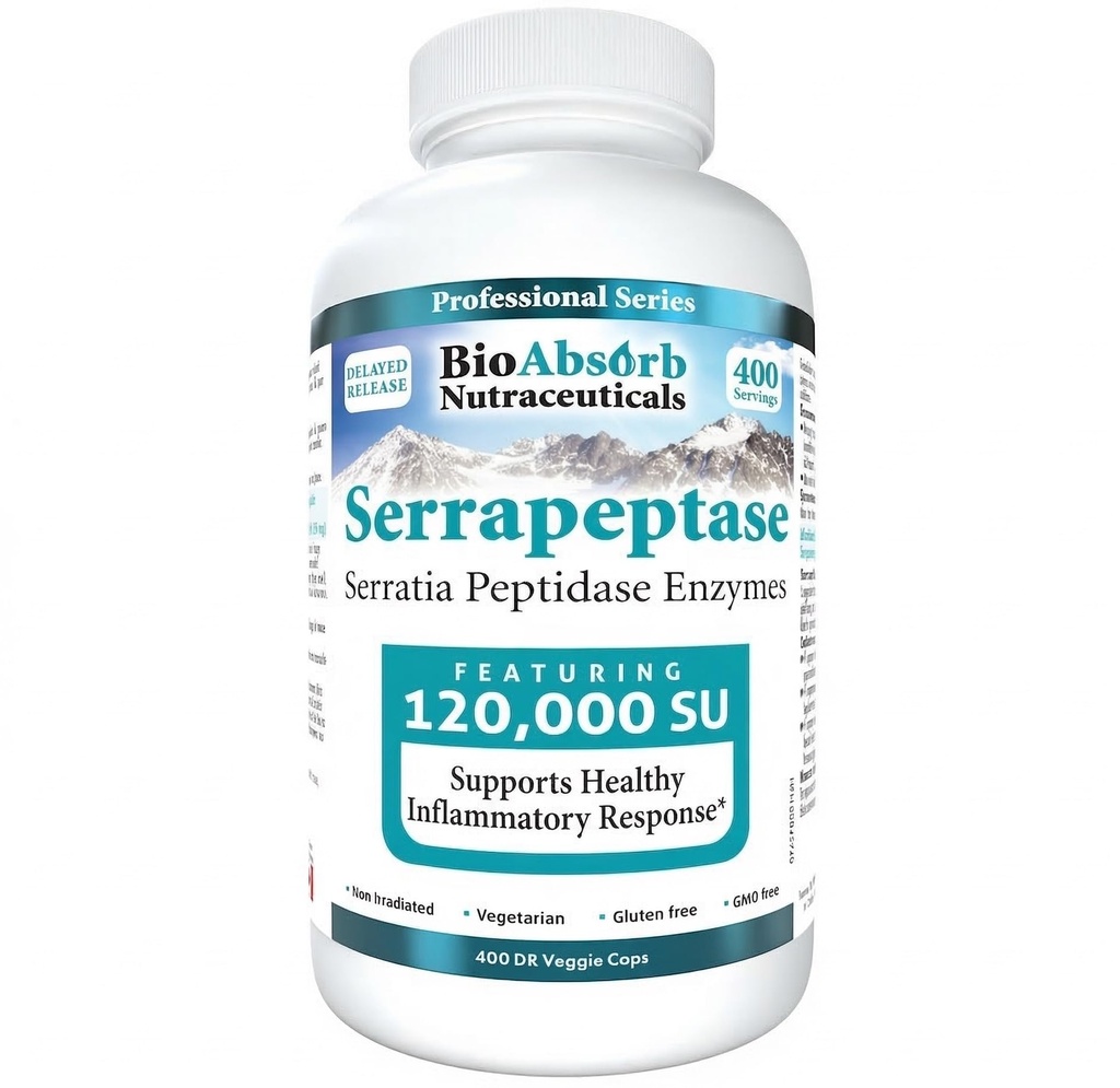 BioAbsorb Serrapeptase Supplemento 120000 SPU, alta potenza, rilascio ritardato