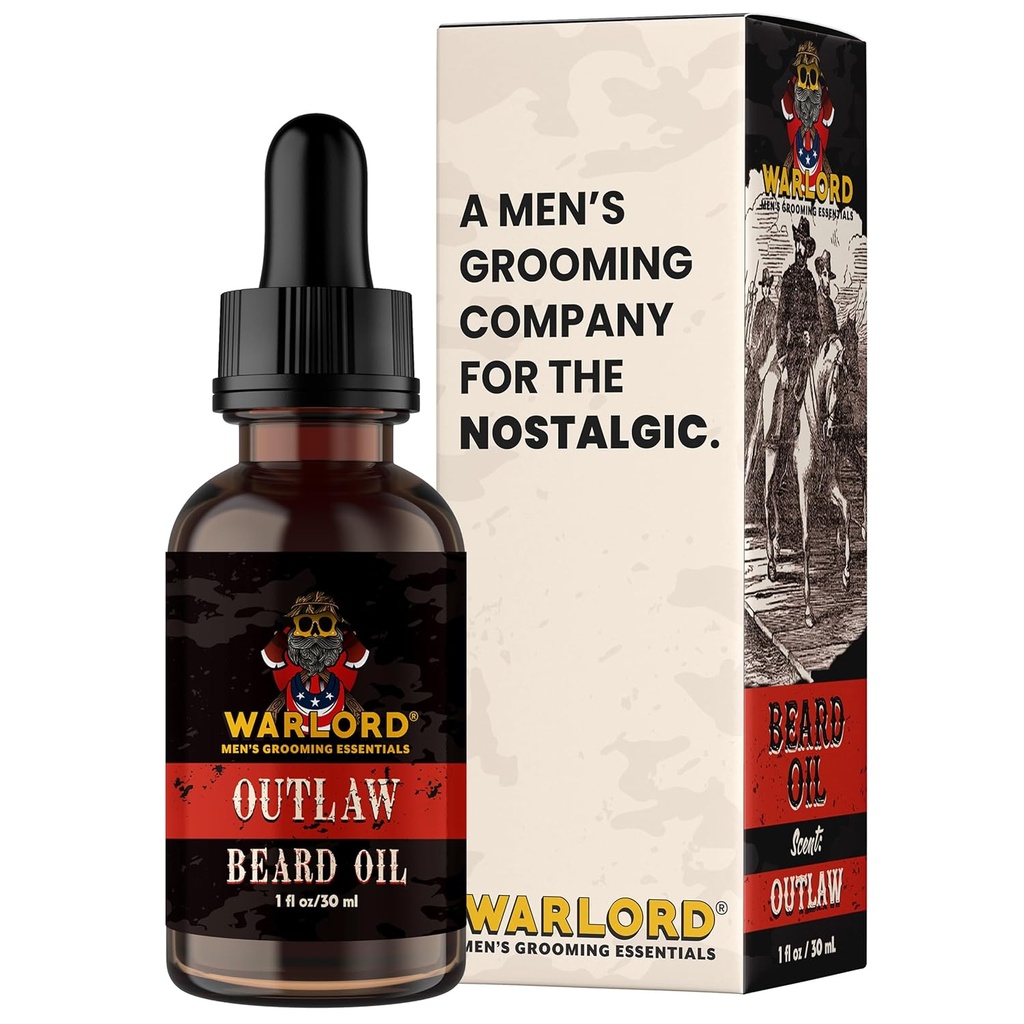 WARLORD Beard Oil & Beard Softener per gli uomini - Moisturizer Beard & Natural Beard olio per ridurre la pelle prurito, i capelli tamuti e gestire Frizz - Outlaw, 1 Fl Oz