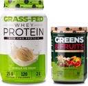 Nutrologia Greens & Fruits Powder-Naturally Sourced Superfood, Vanilla Cinnamon (30 Serve) Grass Fed Whey Protein Powder, Vanilla Ice Cream Flavor (28 Serve)