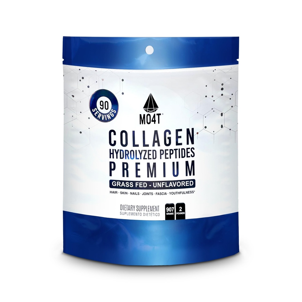 Peptidi di collagene di MO4T - Collage a base di erba - polvere di collagene idrolizzato- non aromatizzato- 2 pound Collagen- grande polvere di collagene