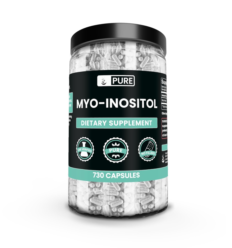 Ingredienti originali puri Myo-Inositol (730 Capsule) No Filler di Magnesio o Riso, Sempre Pure, Verified Lab