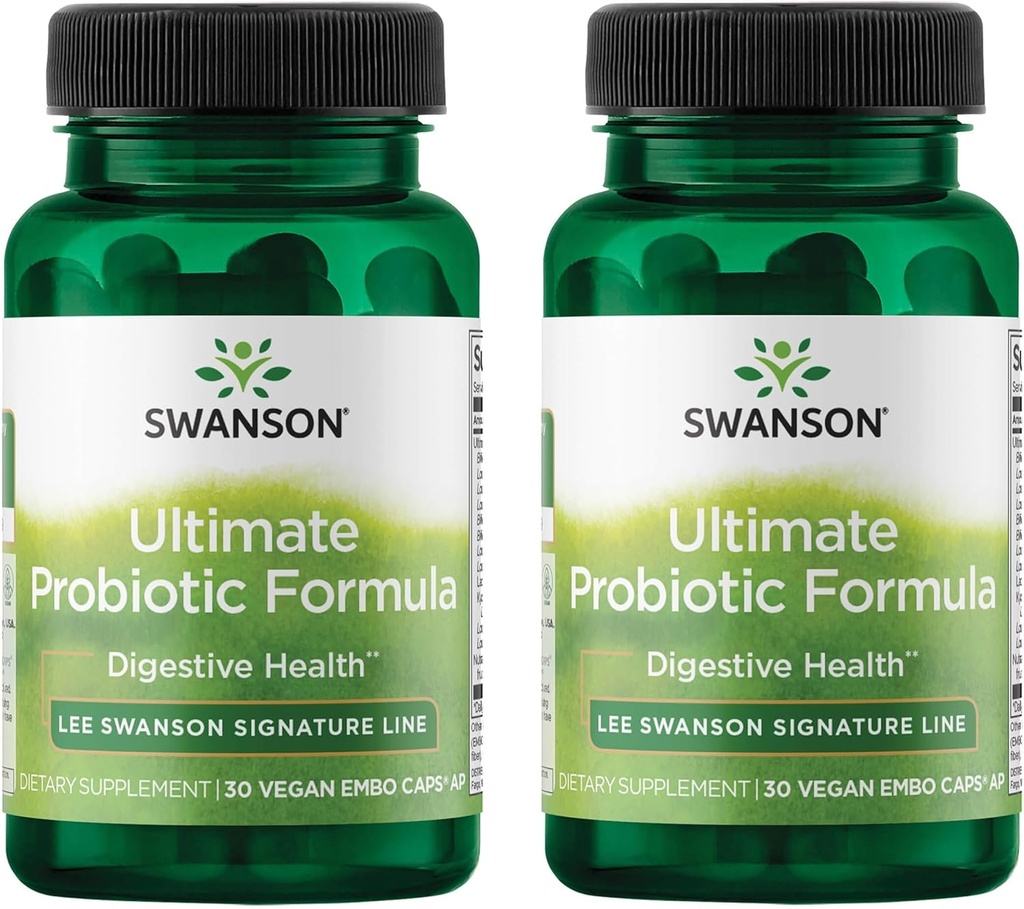 Swanson Ultimate Probiotic Formula Digestive Health Immune System Support 66 miliardi CFU Prebiotic NutraFlora scFOS 30 DRcaps Veggie Capsules (Caps) (2 Pack)